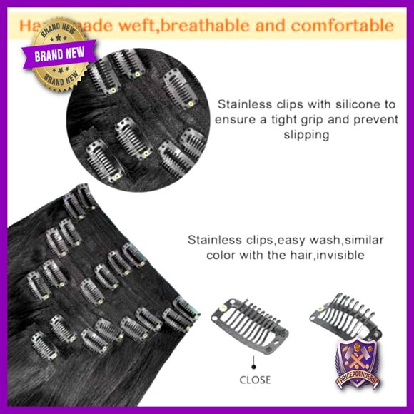 20 Inch Real Human Hair Clip-In Extensions 110g Straight Seamless main image 4